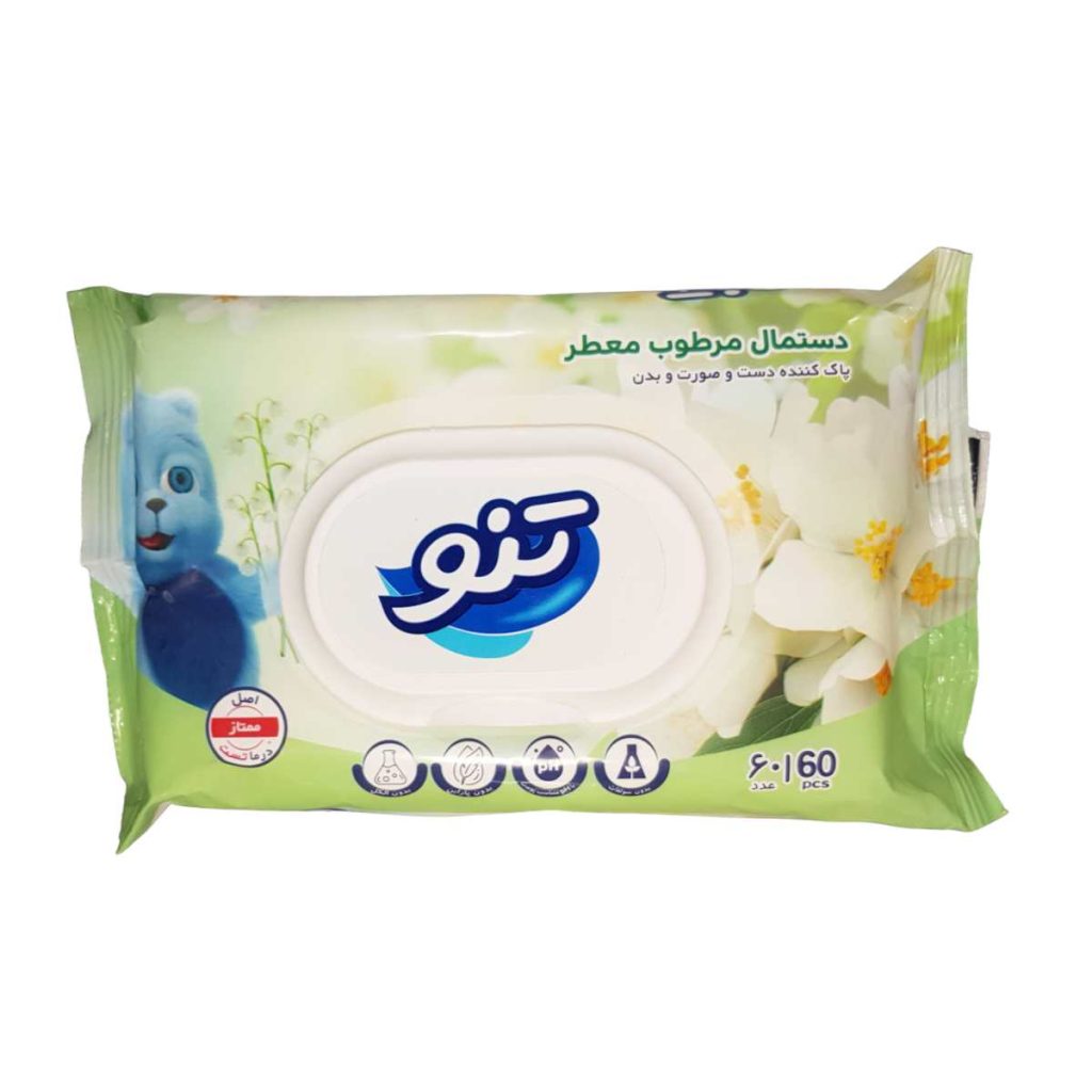 دستمال مرطوب معطر تنو - 60 عددی