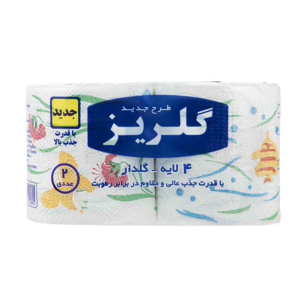 دستمال توالت گلدار گلریز - 2 رول