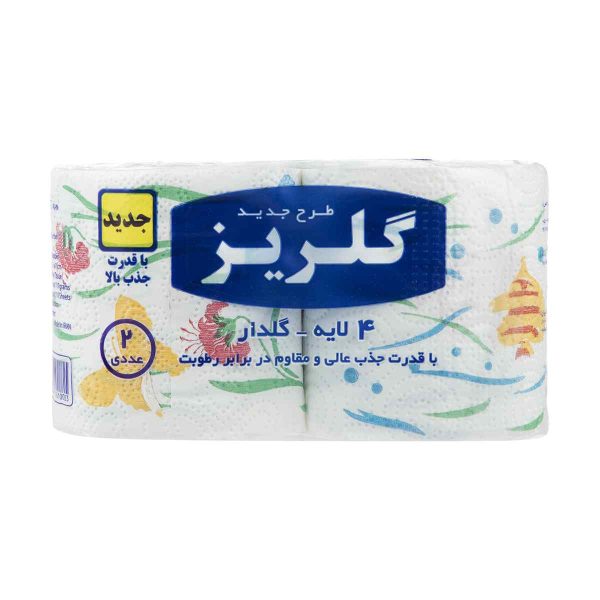 دستمال توالت گلدار گلریز - 2 رول
