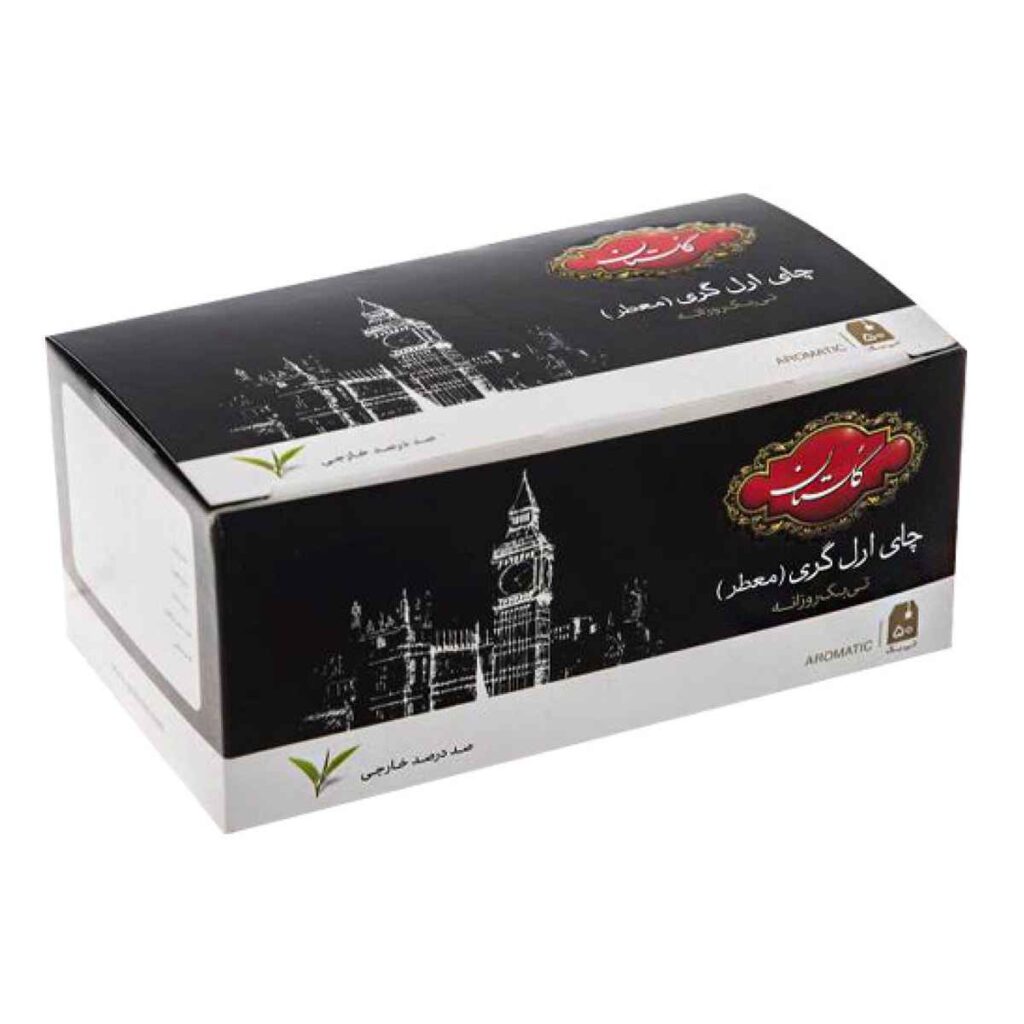 چای سیاه کیسه ای معطر ارل گری گلستان بسته 50 عددی