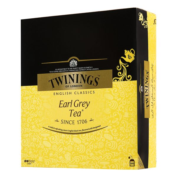 ۱۵۸۸۰۷۷۰۴۱ چای سیاه کیسه ای کلاسیک ارل گری ملایم معطر به عصاره برگاموت 100 عددی توینینگز