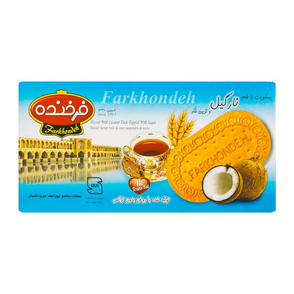Untitled-12429 بیسکویت فرخنده با طعم نارگیل و تزیین شکر - 900 گرم