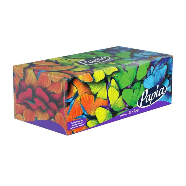 دستمال کاغذی طرح گل و پروانه پاپیا - 150 برگ دو لایه