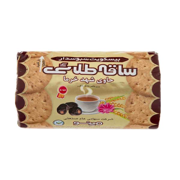 بیسکویت ساقه طلایی مینو حاوی شهد خرما - ۲۰۰ گرم