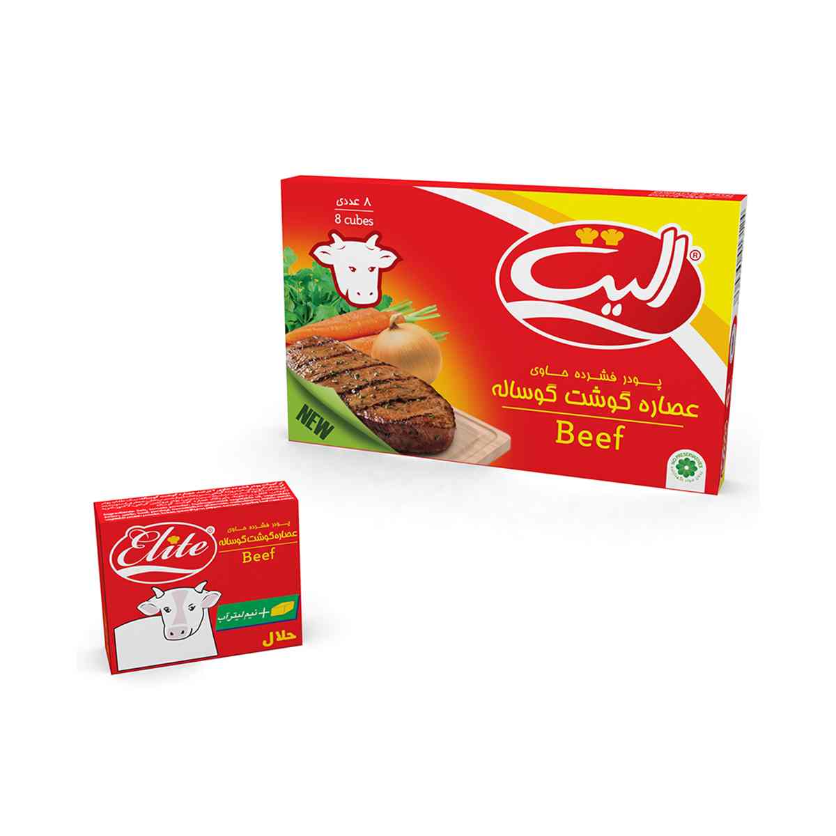 پودر فشرده طعم دهنده گوشت گوساله الیت 8 بسته 10 گرمی