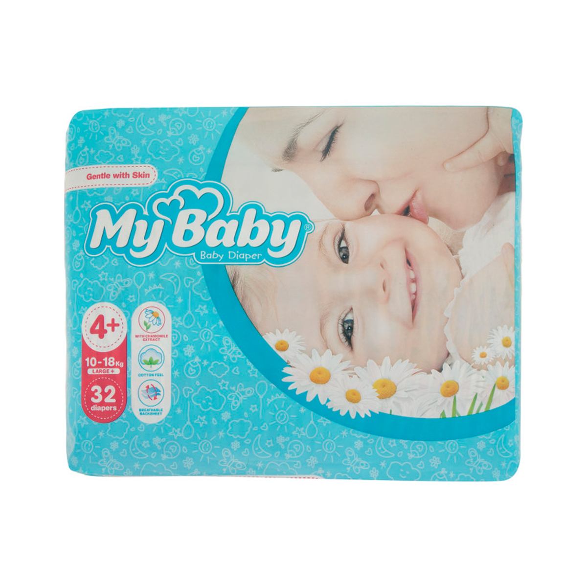 پوشک بچه مای بیبی سایز 4 پلاس بسته 32 عددی