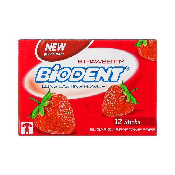 آدامس بدون شکر با طعم توت فرنگی بایودنت - 12 عدد