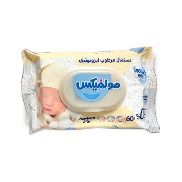 دستمال مرطوب کودک ایزوتونیک مولفیکس بسته 60 عددی