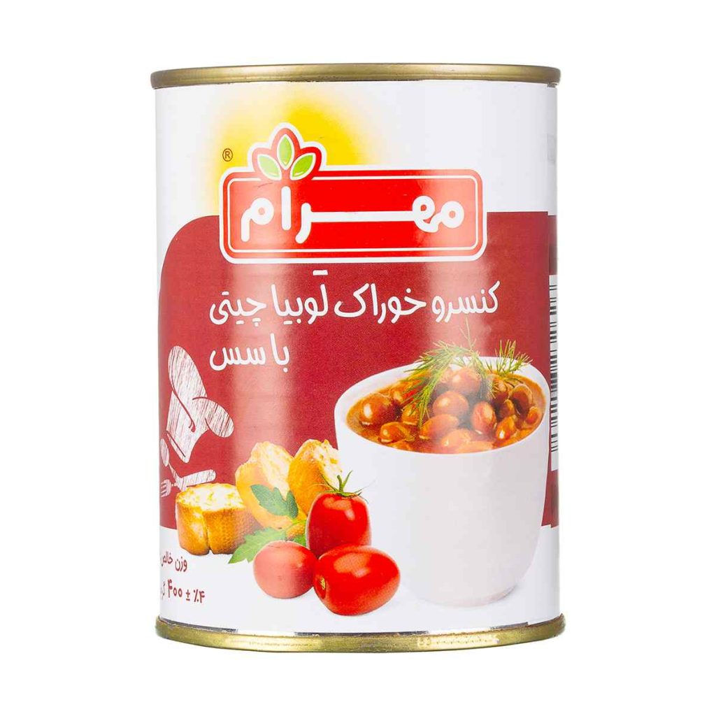 کنسرو خوراک لوبیا چیتی با سس مهرام - 400 گرم