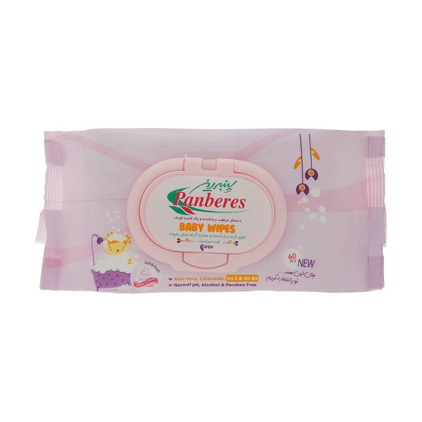 دستمال مرطوب نرم کننده و پاک کننده  کودک پنبه ریز بسته 60 عددی