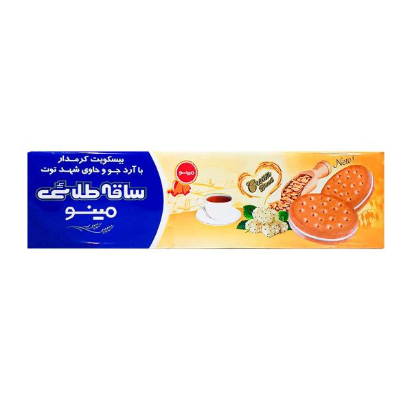 بیسکویت کرمدار با آرد جو و شهد توت ساقه طلایی مینو - 192 گرم