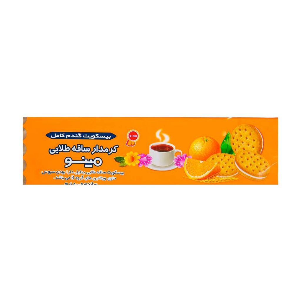 بیسکویت کرمدار پرتقالی ساقه طلایی مینو - 192 گرم