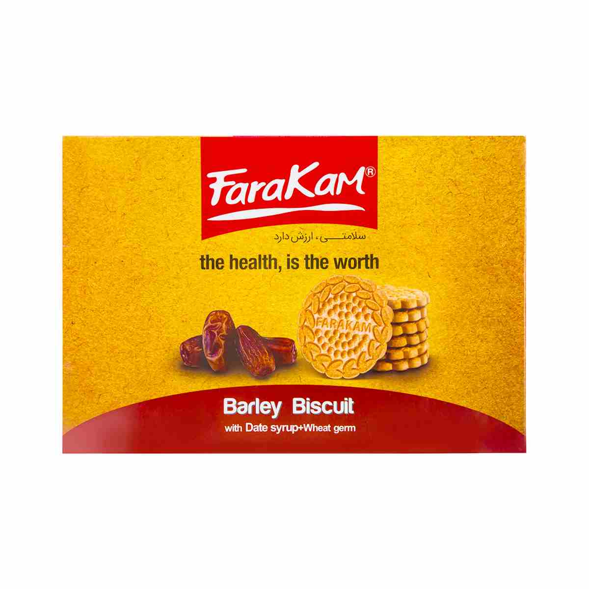 بیسکویت جو با جوانه گندم و شهد خرما فراکام - 345 گرم