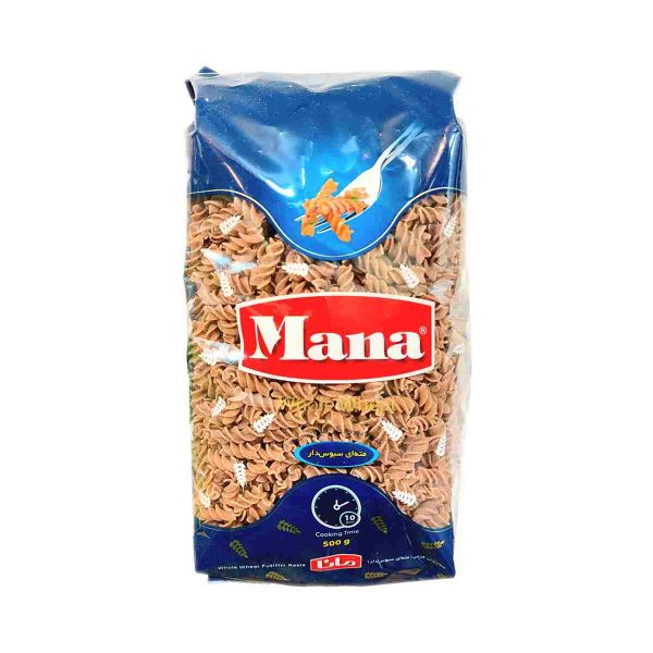 ماکارانی فرمی سبوس دار مته ای مانا - 500 گرم