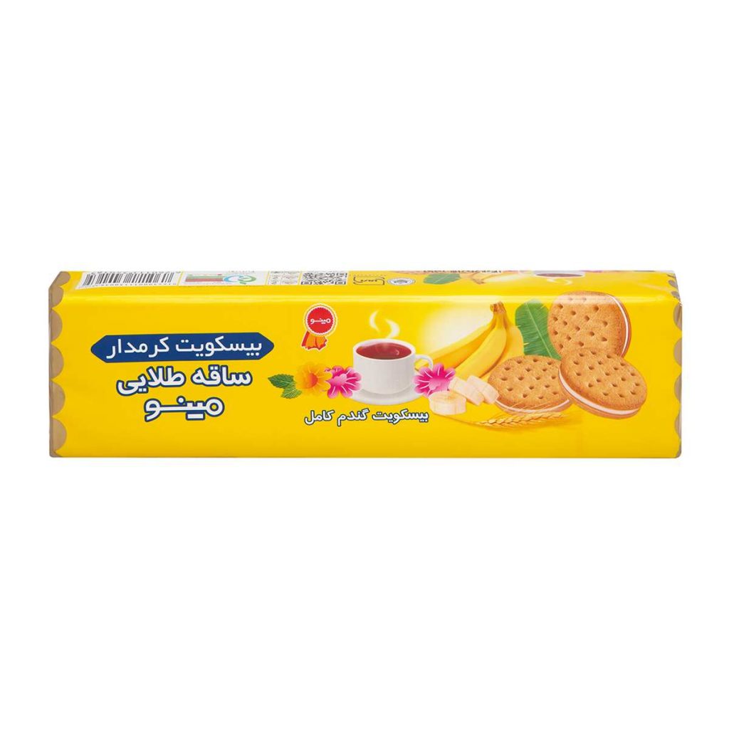 بیسکویت کرم دار ساقه طلایی مینو با طعم موز - 192 گرم