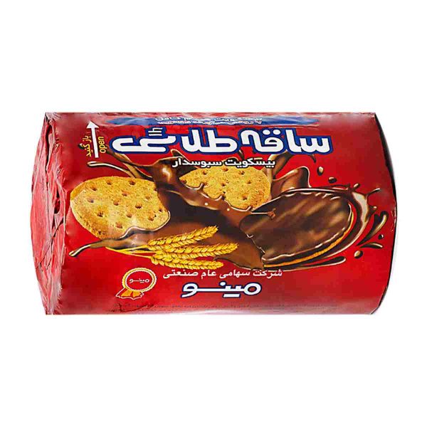 بیسکویت ساقه طلایی مینو با روکش کاکائویی - 220 گرم