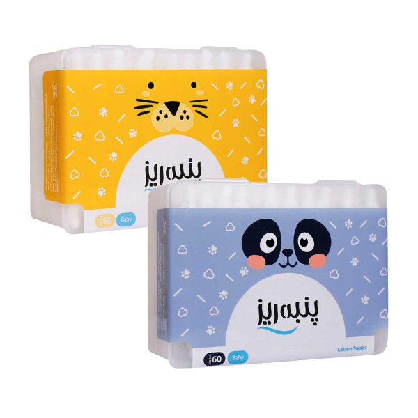 گوش پاک کن نوزادی محافظ دار پنبه ریز - 60 عددی