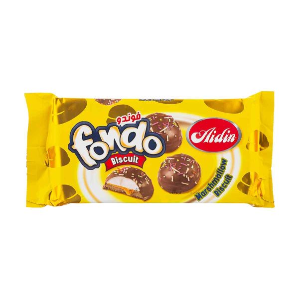 بیسکویت با مغزی کاراملی با روکش کاکائو فوندو آیدین