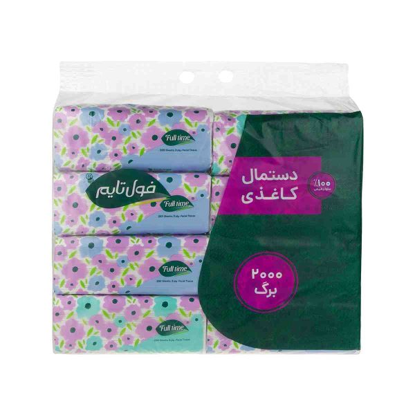 دستمال کاغذی ۵۰۰ برگ فول تایم بسته ۸ عددی