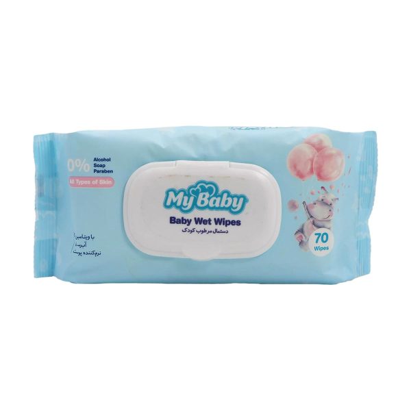 دستمال مرطوب کودک مای بیبی با رایحه ملایم - ۷۰ عددی