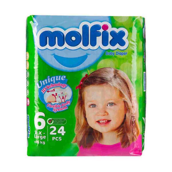 پوشک بچه مولفیکس سایز 6 بسته 24 عددی