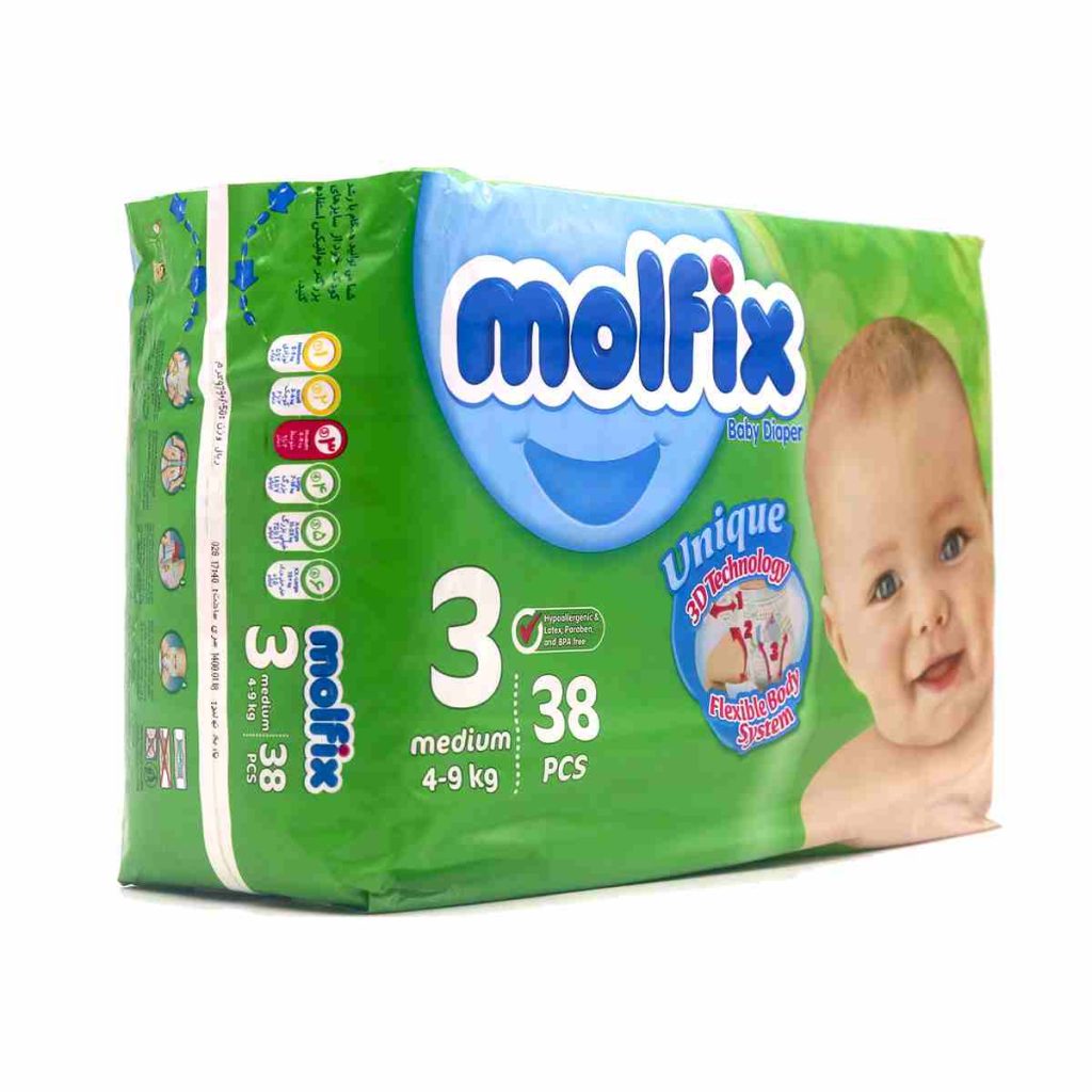 پوشک بچه مولفیکس سایز 3 بسته 38 عددی