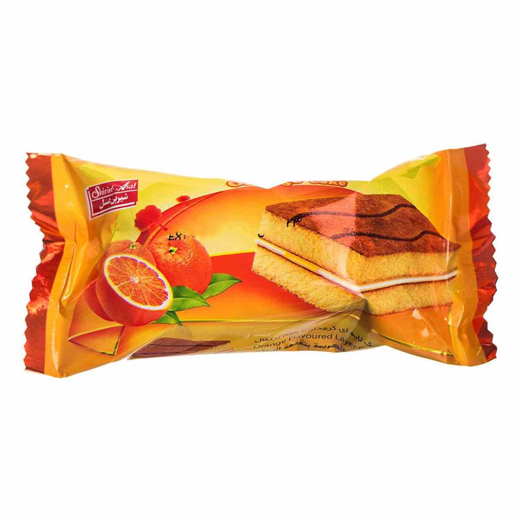 کیک دولایه کرمدار پرتقالی شیرین عسل - 25 گرم