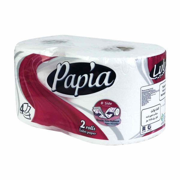دستمال توالت چهار لایه پاپیا – 2 رول