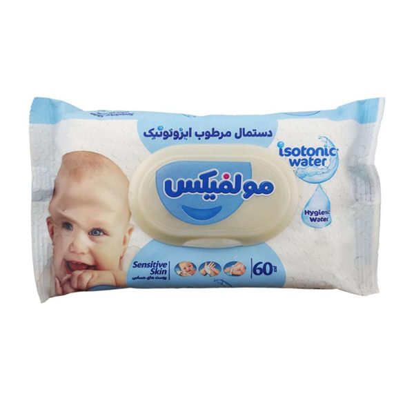 دستمال مرطوب کودک ایزوتونیک پوست حساس مولفیکس - 60 عددی