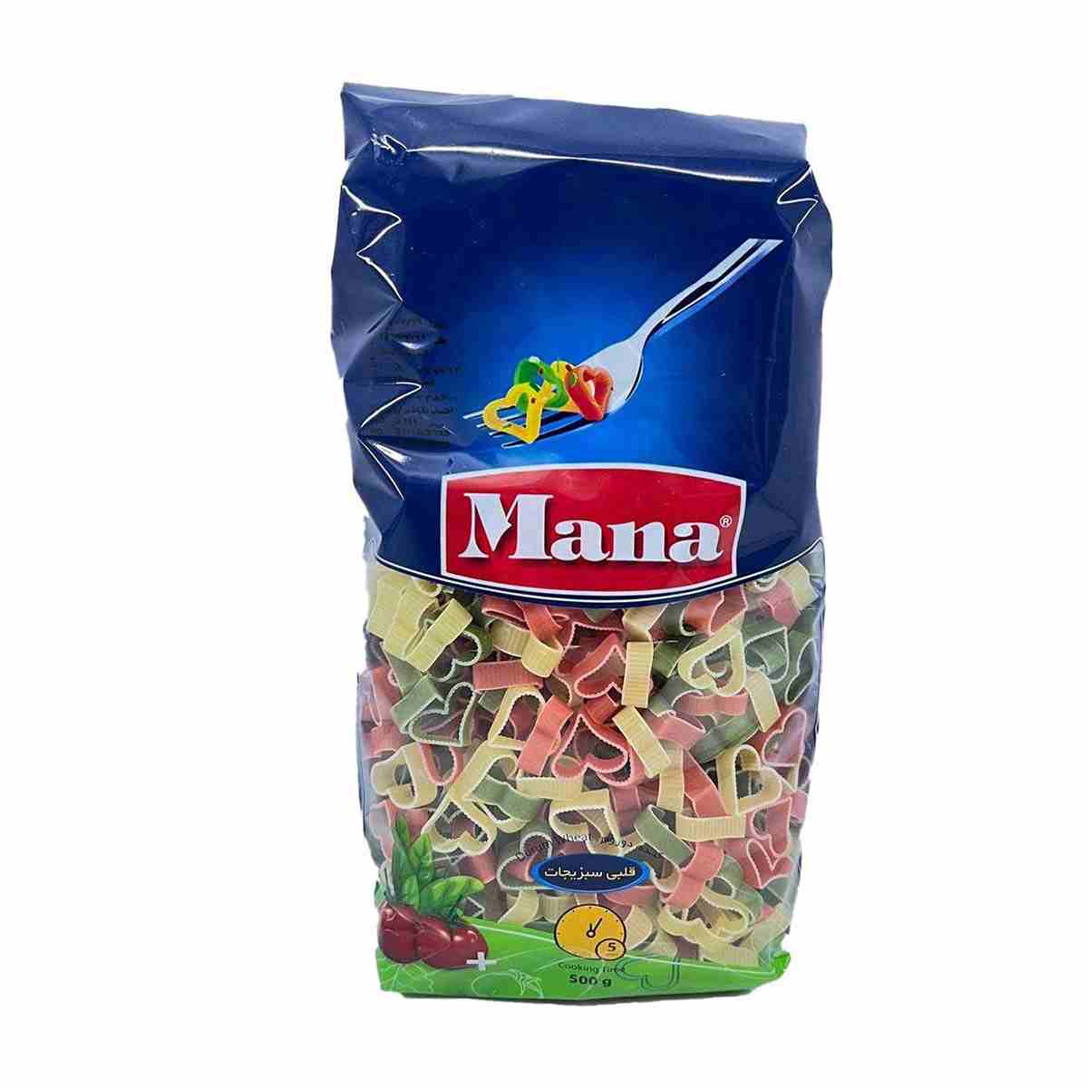 ماکارونی فرمی قلبی سبزیجات مانا - 500 گرم