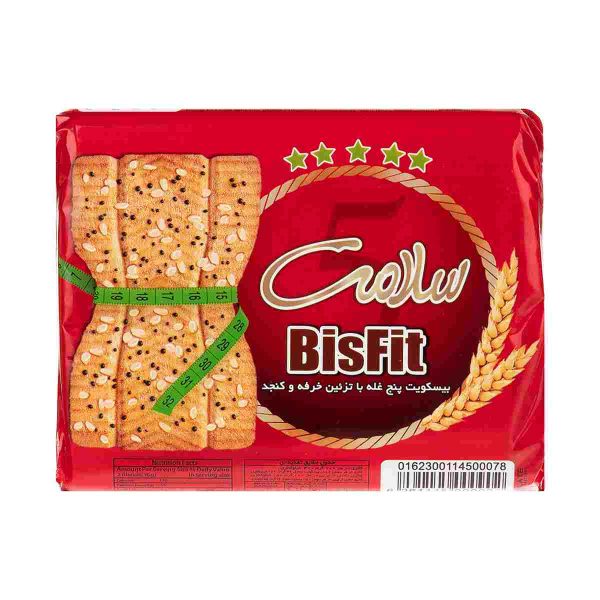 بیسکویت پنج غله با تزئین خرفه و کنجد سلامت - 215 گرم