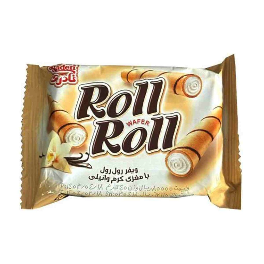 ویفر رول رول با مغز کرم وانیلی نادری - 40 گرم