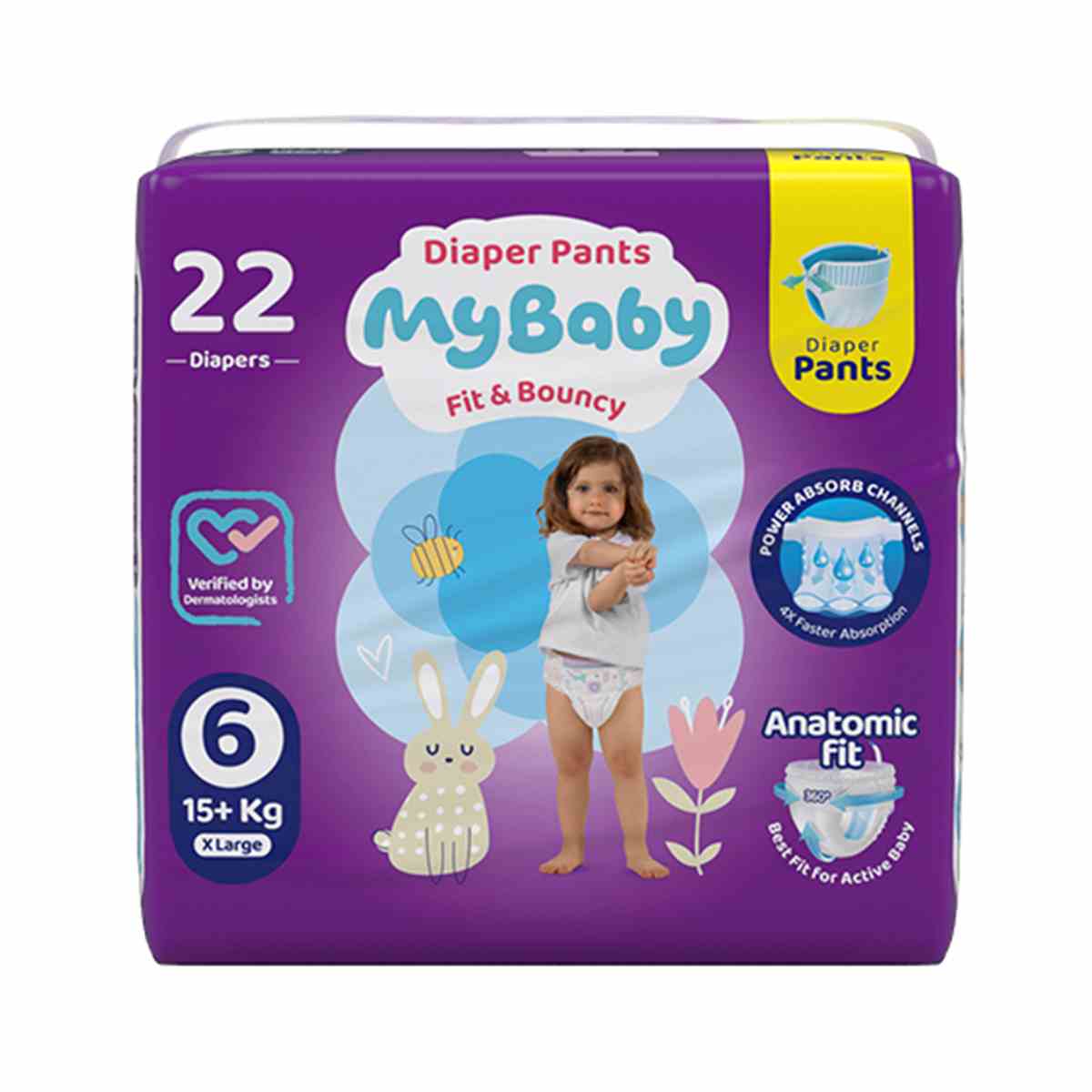 پوشک شورتی کانال دار مای بیبی سایز 6 بسته 22 عددی