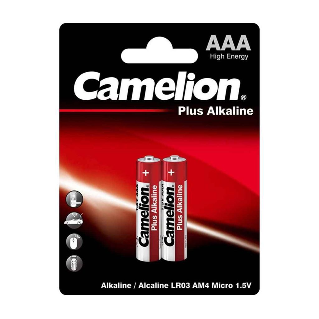 باتری نیم قلمی plus alkaline قرمز کملیون - 2 عددی