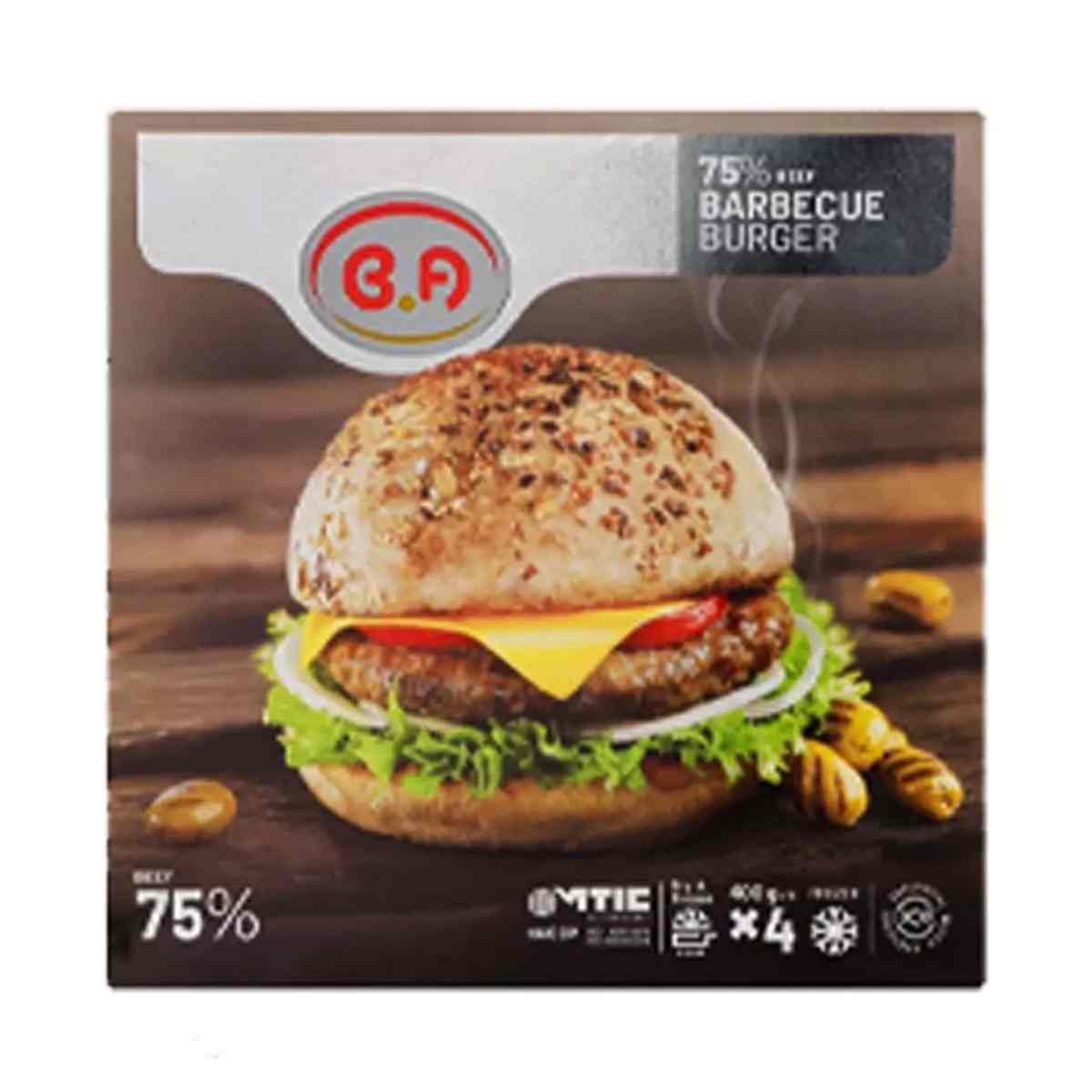 همبرگر 75% ذغالی ب.آ - 400 گرم