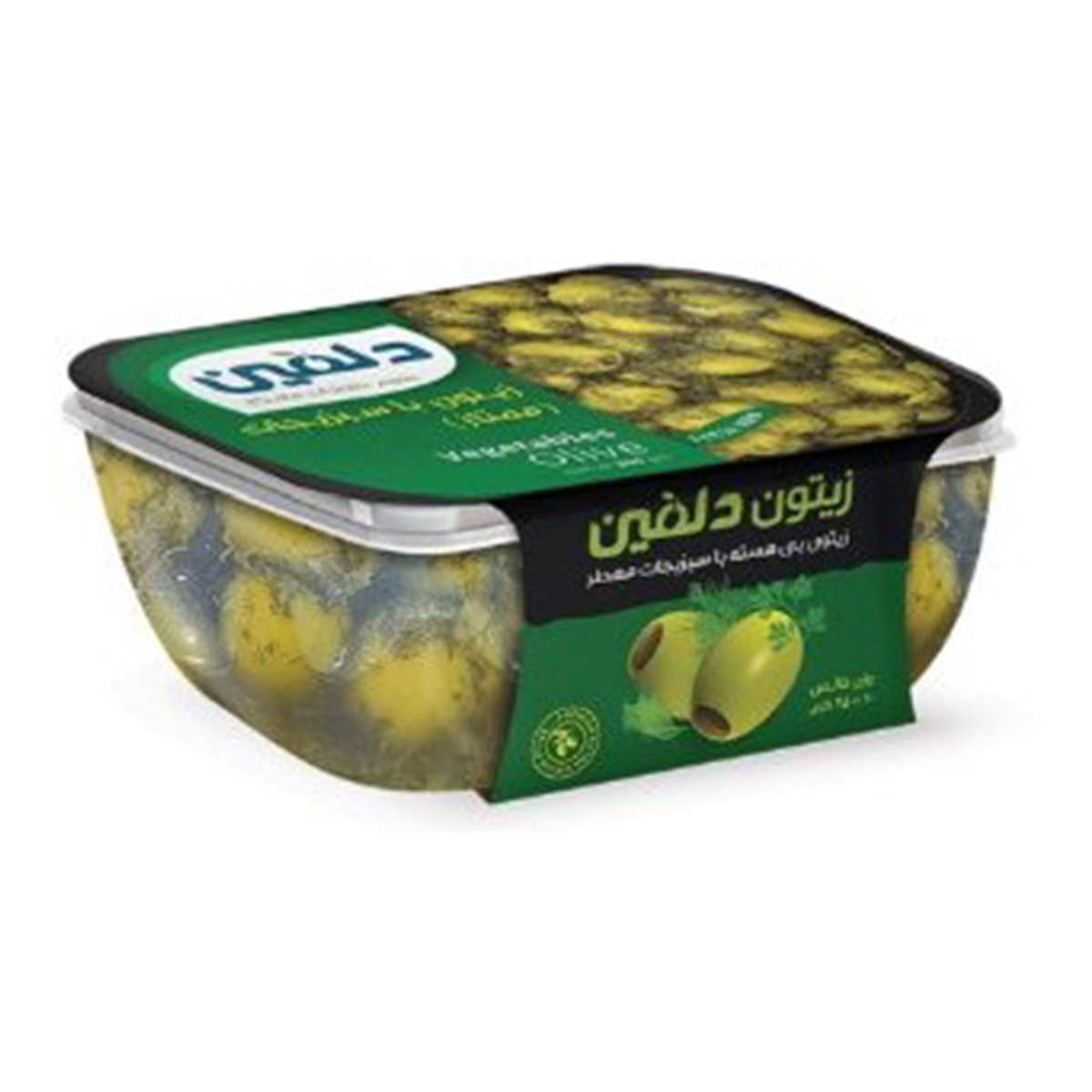 زیتون با سبزیجات ممتاز دلفین - 220 گرم