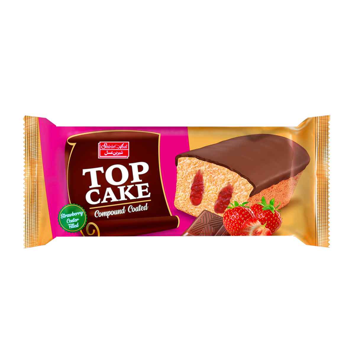 تاپ کیک مغزدار توت فرنگی روکشدار کاکائویی شیرین عسل - 60 گرم