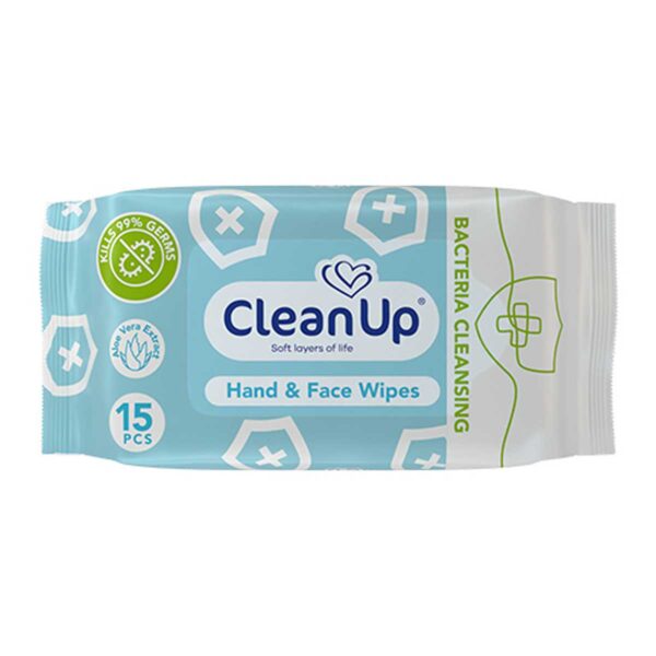 دستمال مرطوب آنتی باکتریال کلین آپ - 15 عددی